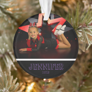 Gepersonaliseerde Paarse foto Cheerleading Ornamen Ornament