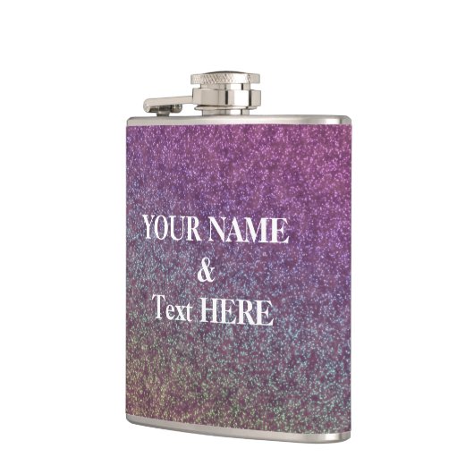Gepersonaliseerde Paarse Glitter Custom Uw eigen f Heupfles (Links)