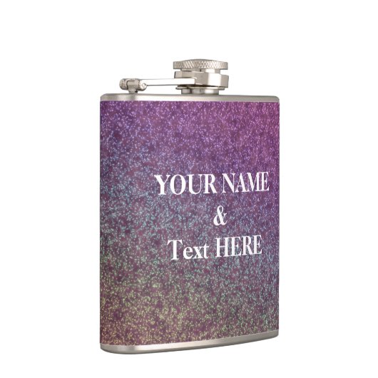 Gepersonaliseerde Paarse Glitter Custom Uw eigen f Heupfles (Rechts)