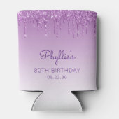Gepersonaliseerde Paarse glitter Drip 80th Birthda Blikjeskoeler (Achterkant)