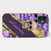 Gepersonaliseerde paarse gotische schedel Case-Mate iPhone case (Achterkant (horizontaal))