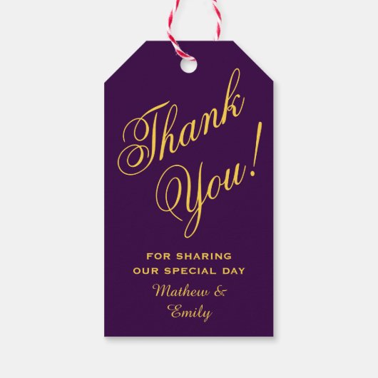 Gepersonaliseerde Paarse goud dank u bruiloft guns Cadeaulabel (Achterkant)