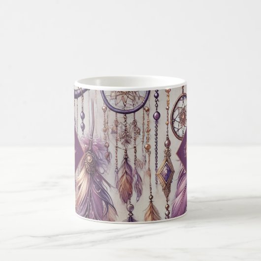 Gepersonaliseerde Paarse & Gouden Boho Dreamcatche Koffiemok (Center)