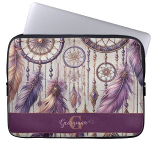 Gepersonaliseerde Paarse & Gouden Boho Dreamcatche Laptop Sleeve