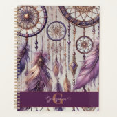Gepersonaliseerde Paarse & Gouden Boho Dreamcatche Planner (Voorkant)