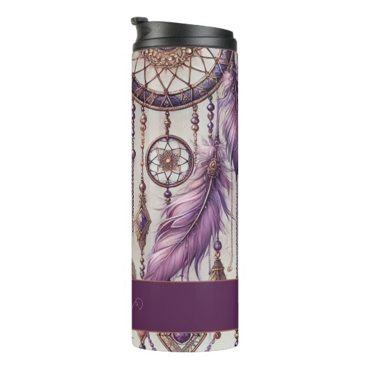 Gepersonaliseerde Paarse & Gouden Boho Dreamcatche Thermosbeker (Geroteerd rechts)