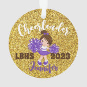 Gepersonaliseerde Paarse & gouden Cheerleading Orn Ornament (achterkant)