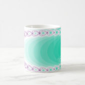 Gepersonaliseerde Paarse groene gradiënt fractal Koffiemok (Center)