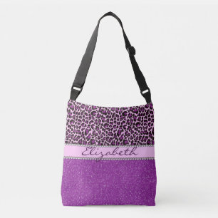Gepersonaliseerde Paarse luipspuiten Glitter Crossbody Tas