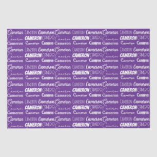 Gepersonaliseerde Paarse Naam Font Collage Typogra Tissuepapier