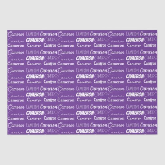 Gepersonaliseerde Paarse Naam Font Collage Typogra Tissuepapier (Voorkant)
