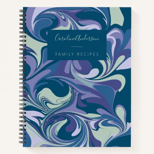 Gepersonaliseerde Paarse Navy Marbled Family Recep Notitieboek (Voorkant)