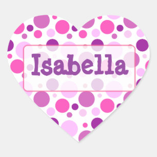 Gepersonaliseerde Paarse Roze Polka Dot Quilt Stic Hart Sticker