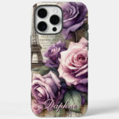 Gepersonaliseerde Paarse Rozen in Parijs Case-Mate iPhone Case (Achterkant)