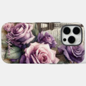 Gepersonaliseerde Paarse Rozen in Parijs Case-Mate iPhone Case (Achterkant (horizontaal))