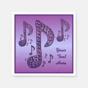 Gepersonaliseerde Paarse Sparkle Muzieknoten Napki Servetten