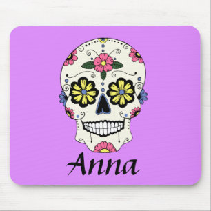 Gepersonaliseerde Paarse Sugar Skull Muismat