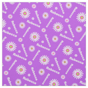 Gepersonaliseerde paarse witte daisy naam patroon stof