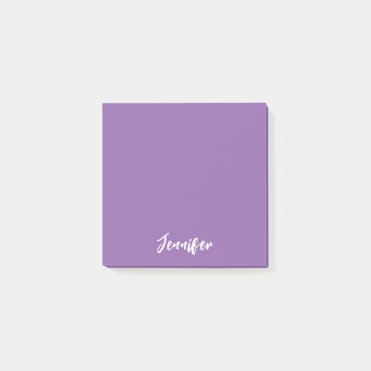 Gepersonaliseerde Paarse witte scriptnaam Post-it® Notes (Voorkant)