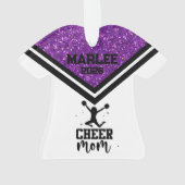 Gepersonaliseerde Paarse & Zwarte Cheer Mom Orname Ornament (achterkant)