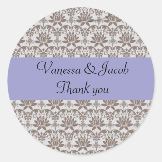 Gepersonaliseerde paisley damask stickers (Voorkant)