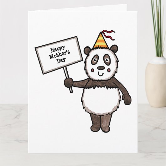 Gepersonaliseerde Panda Party Moederdag Kaart (Voorkant)