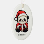 Gepersonaliseerde Panda Sinterklaas Kerstmis Ornam Keramisch Ornament (Rechts)