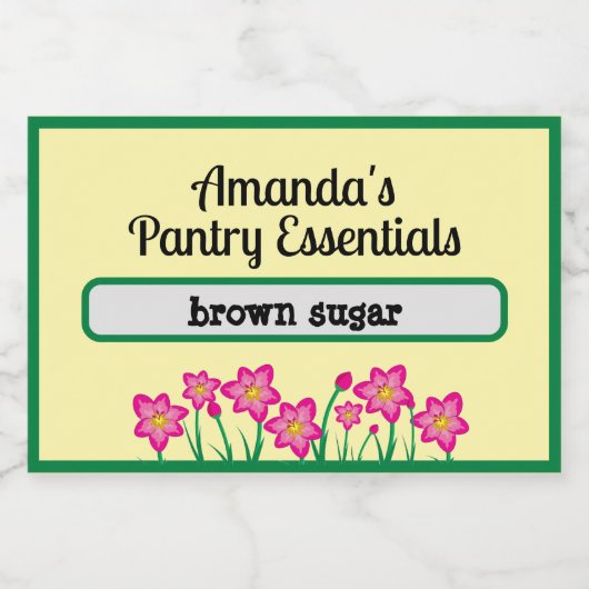 Gepersonaliseerde Pantry Essential Jar Voedselcontainer Etiket (Enkel label)