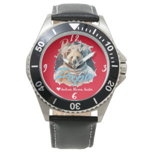 Gepersonaliseerde Papa Beer Eenvoudige chic Namen  Horloge