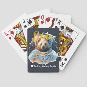 Gepersonaliseerde Papa Beer Eenvoudige chic Namen Pokerkaarten