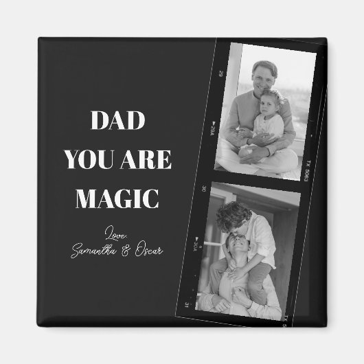 Gepersonaliseerde 'Papa je bent magisch' Twee vade Magneet (Voorkant)