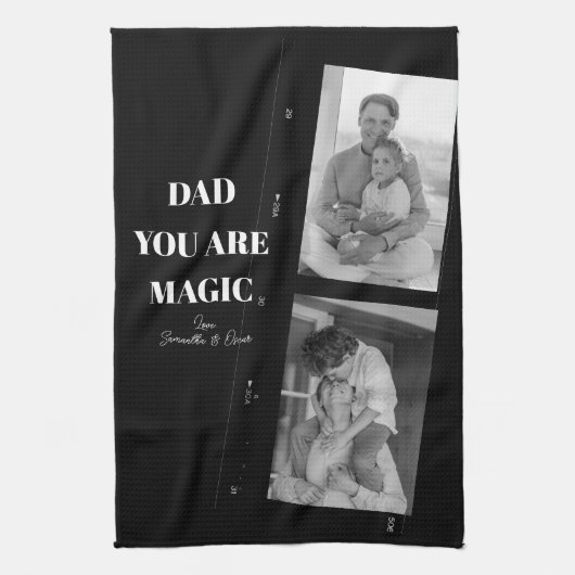 Gepersonaliseerde 'Papa je bent magisch' Twee vade Theedoek (Verticaal)