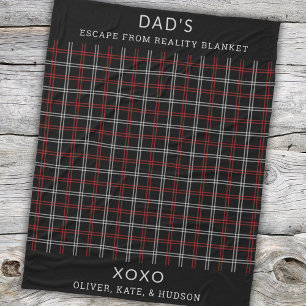 Gepersonaliseerde papa rood zwart geplakt grappig fleece deken