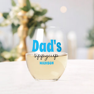 Gepersonaliseerde papa's Sippy Cup Wijnglas Zonder Voet