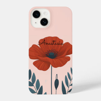 Gepersonaliseerde papaver bloementelefoon case iPhone 14 hoesje