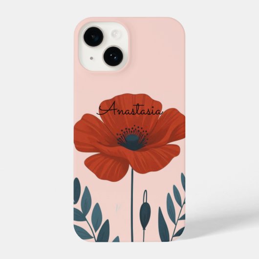 Gepersonaliseerde papaver bloementelefoon case iPhone hoesje (Achterkant)