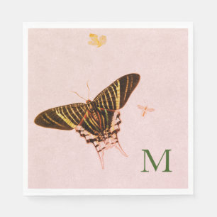 GEPERSONALISEERDE PAPIERNAPKINBUTTERFLIES IN PINK SERVET