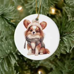 Gepersonaliseerde Papillon hond Keramisch Ornament