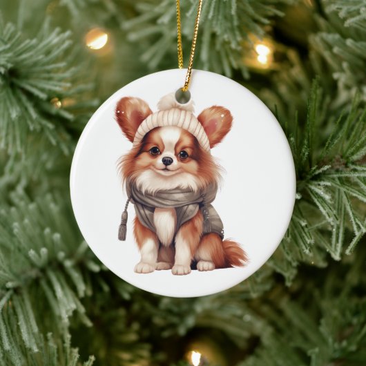 Gepersonaliseerde Papillon hond Keramisch Ornament (Boom)