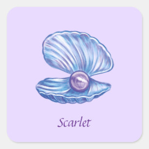 Gepersonaliseerde Parel van de Oceaan (Paarse) Vierkante Sticker