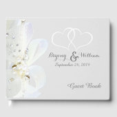 Gepersonaliseerde parels en kant bruiloft gastenboek (Voorkant)