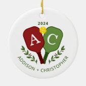 Gepersonaliseerde Paren Pickleball Kerst Ornament (Achterkant)
