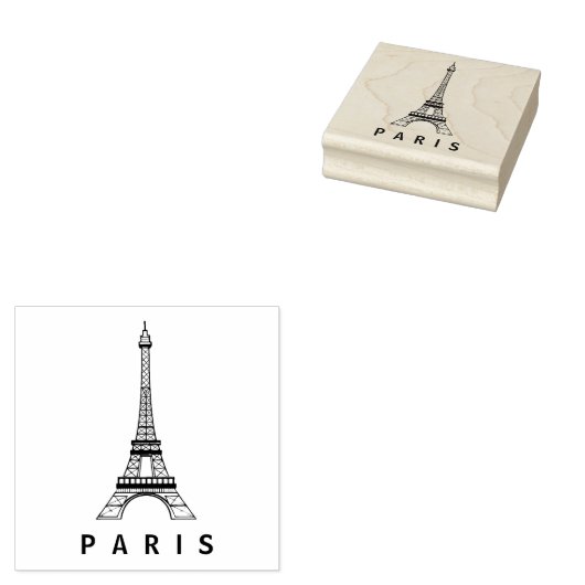 Gepersonaliseerde Parijs Eiffeltoren Frankrijk Vin Rubberstempel (Gestempeld)
