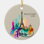 Gepersonaliseerde Parijs Frankrijk Kerstvakantie Keramisch Ornament (Voorkant)