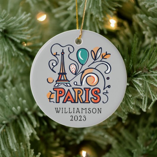 Gepersonaliseerde Parijs Frankrijk Kerstvakantie Keramisch Ornament (Boom)
