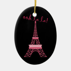 Gepersonaliseerde Paris Eiffeltoren kerstversierin Keramisch Ornament