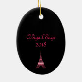 Gepersonaliseerde Paris Eiffeltoren kerstversierin Keramisch Ornament (Achterkant)