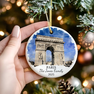 Gepersonaliseerde Paris Ornament, Frankrijk Gift Keramisch Ornament