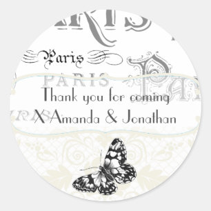 Gepersonaliseerde Paris Thmet Wedding Party Ronde Sticker