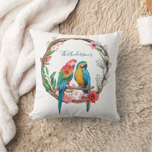 Gepersonaliseerde parrots Macaw Birds Colorful Flo Kussen